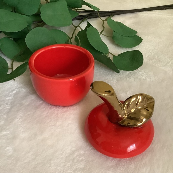 Ceramic Red Apple Trinket Dish - Picture 2 of 10